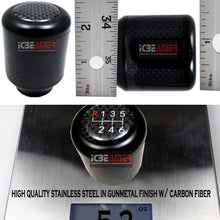 ICBEAMER Racing Style Matte Black Aluminum Carbon Fiber Manual Shifter Gear Shift Knob 5 6 Speeds Pattern Free Return