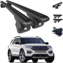 OMAC Black Aluminum Roof Top Bar Cross Bars Cargo Rack - Luggage, Ski, Kayak Carrier | 165 LBS / 75 KG Load Capacity - Set 2 Pcs | Fits Ford Explorer 2020-2021