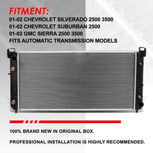 2537 OE Style Aluminum Core Cooling Radiator Replacement for Chevy Silverado Suburban Sierra Sierra 2500 3500 AT 01-02