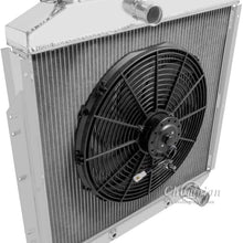 3 Row Radiator, All Aluminum & 16" Fan for 1953-1956 Ford Pickup Trucks. Engines: Chevy conversions Only. Radiator Manufactured by Champion Cooling Systems. Part#8356
