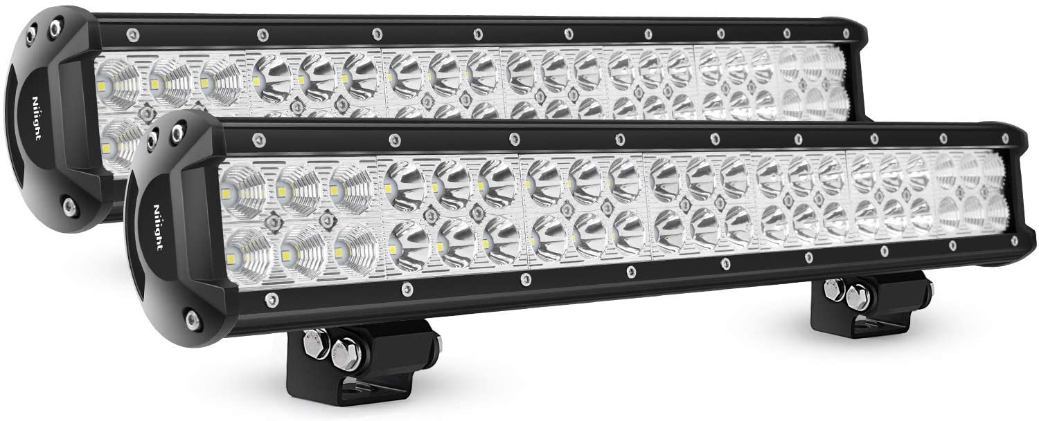Nilight Light Bar 2PCS 20 Inch 126W LED Lights Spot Flood Combo Led Off Road Driving Lights Led Fog Lights Jeep Lights Boat Lighting LED Work Light ,2 Years Warranty