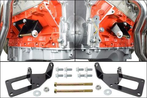 ICT Billet 1975 to 1987 SBC to LS Swap Engine Mount Steel Clamshell Bracket Motor Conversion Black Powder Coated Finish Heavy Duty Laser Cut Steel 551928