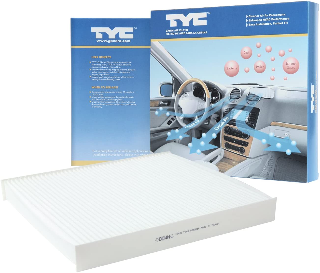 TYC 800161P Replacement Cabin Air Filter Compatible with Dodge Durango