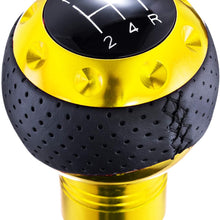 Arenbel 5 Speed Gear Stick Head Leather Shifting Shift Knob Lever Shifter Handle fit Most Manual Cars, (Yellow)