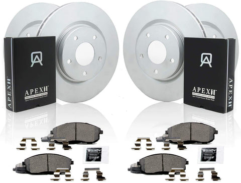 Apex One Peak Performance FRONT AND REAR Geomet Rotors with Friction Point Ceramic Brake Pads GN03573