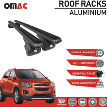 Black Aluminum Roof Top Bar Cross Bars Cargo Rack - Luggage, Ski, Kayak Carrier | 165 LBS / 75 KG Load Capacity - Set 2 Pcs | Fits Chevrolet Trax 2013-2021