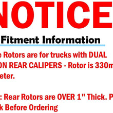 Detroit Axle - DUAL PISTON REAR CALIPER VERSION 305mm FRONT & 330mm REAR DRILLED Brake Kit Rotors & Ceramic Pads w/Hardware fits GMC Sierra & Silverado 1500 - Chevy Tahoe, Yukon w/330 Rear Rotor
