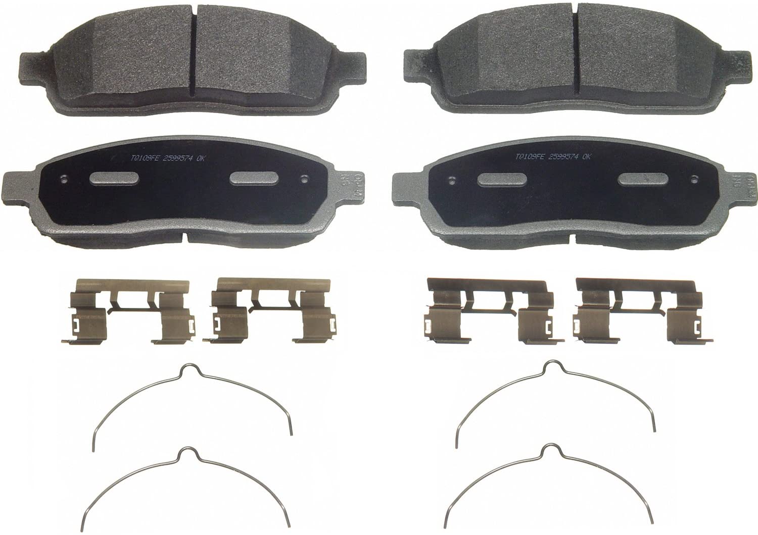 Wagner ThermoQuiet MX1083 Semi-Metallic Disc Pad Set With Installation Hardware, Front