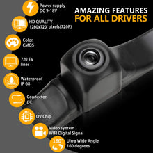 WiFi License Plate Backup Camera, 720P HD Car Rear View Reverse Camera Work with Most Smart Devices, IP68 Waterproof, IOS13 OR Above NOT Compatible