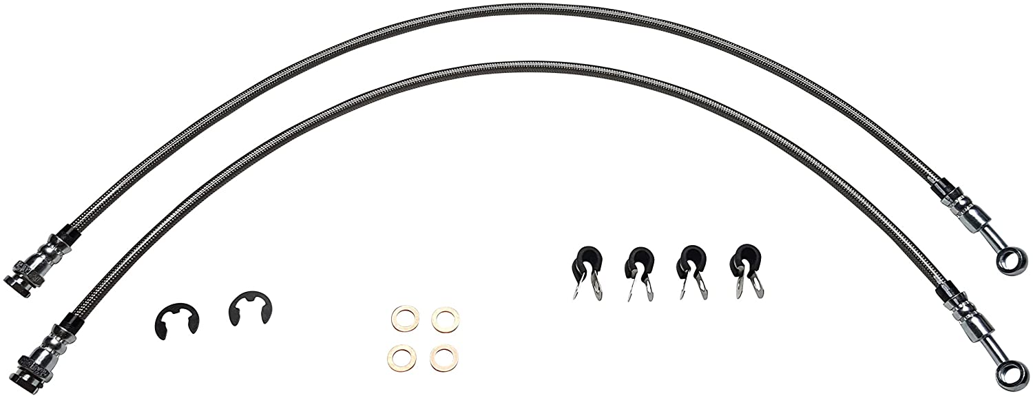 QSA Extended Stainless Steel FRONT Brake Lines (1 SET = 2 lines). Compatible with Chevrolet GMC C1500 C2500 C3500 2WD (DOT Compliant)