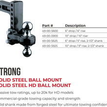 Fastway Flash Solid Steel 49-00-5900 Adjustable Steel Ball Mount with 10 Inch Drop, 2 Inch Shank, and Chrome Plated Balls