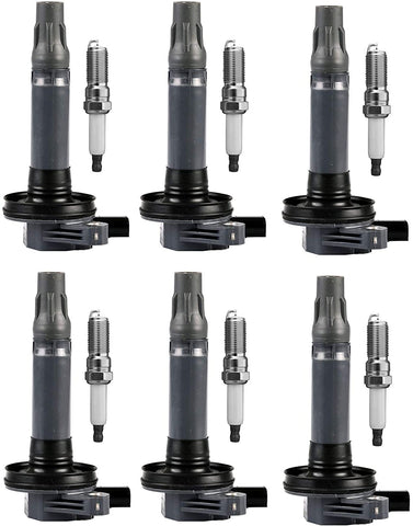 ENA Set of 6 Iridium Spark Plugs and 6 Ignition Coils compatible with 2013-2016 Explorer Flex Interceptor Sedan Taurus 3.5L UF553 SP-534 SP-580