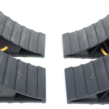 BUNKERWALL Compact Wheel Chock with Rope Handle Pack of 4 (Two Pairs) High Strength Black Plastic - 8.25" by 4.75" by 4.3" BW3484