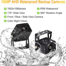 Podofo Backup Camera Kit, HD 1080P 7 '' Monitor Display Reversing Rear View Camera for Trucks RVs Trailers Campers, Two Video Channels Color Night Vision, Built-in DVR IP68 Waterproof