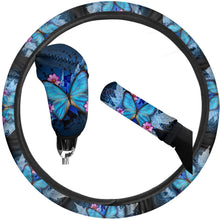 Babrukda Car Interior Accessiores for Women - 15 Inch Adjustable Streering Wheel Cover+Auto Gear Shift Knob Cover+Handbrake Cover Set Mandala Flower Non-Slip Soft Fit Most Cars Sedan SUV Van Truck