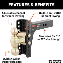 CURT 45900 Adjustable Trailer Hitch Ball Mount, 2-Inch Receiver, 6-Inch Drop, 2 and 2-5/16-Inch Balls, 14,000 lbs