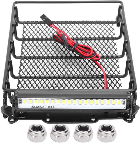 VGEBY Rc Roof Rack, Metal RC Car Roof Rack Luggage Carrier Universal Car Top Luggage Basket with LED Fit for MN D90 99S RC Car Model