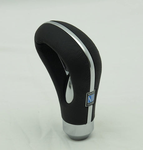 Nardi Gear Shift (Shifter) Knob - Targa - Aluminum - Black Leather - 75th Anniversary - Part # 3584.01.0000