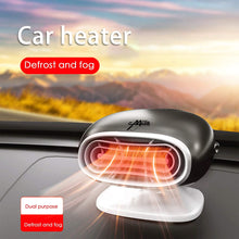 Auto Fan Heater 150W, Auto Heater and Cooling Fan 2 in 1 Portable Windshield Dehumidifier Demister Defroster, Plug into 12V cigarette lighter (Black,Warm wind)