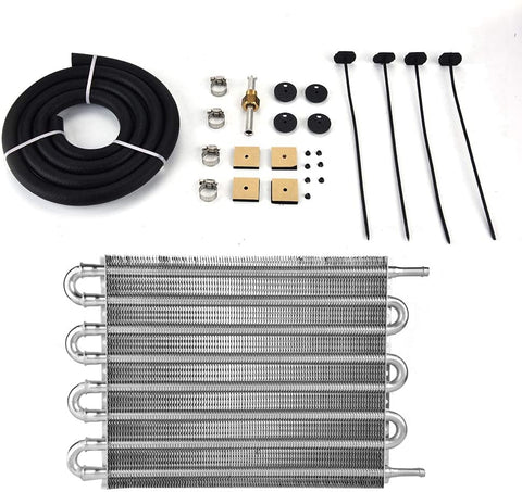Aramox Oil Cooler Radiator, Car 8 Row Remote Transmission Oil Cooler Kit Auto-Manual Radiator Converter