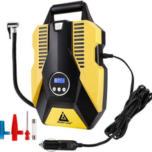 Portable Air Compressor Pump,12V DC Digital Tire Inflator, 150 PSI Auto Shut-off, w/ emergency LED flasher & Extra Long Cable for Tires, Bicycle, Air Boat/Mattress,Balls and Other Inflatables
