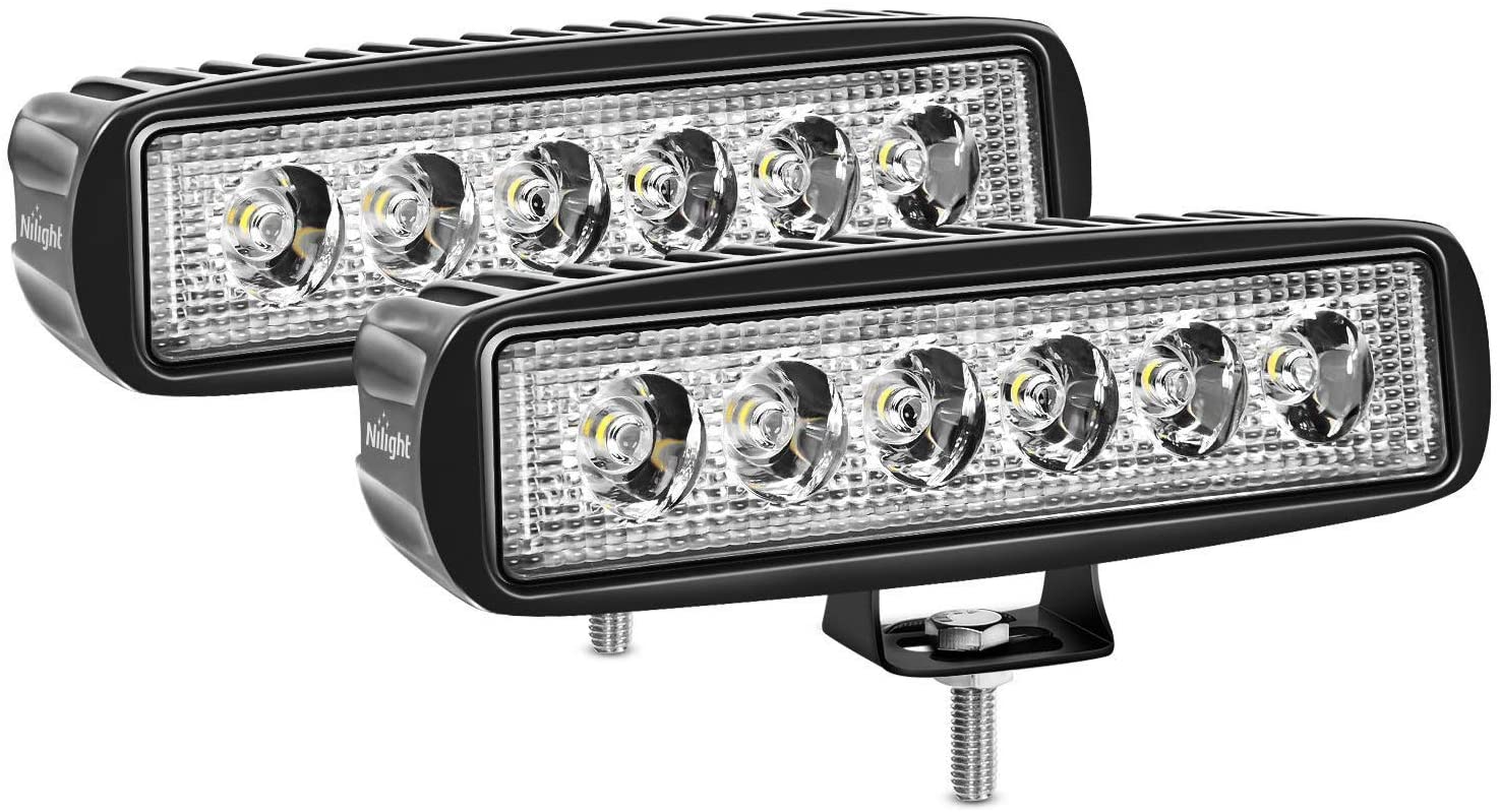 Nilight Led Light Bar 2PCS 18w Spot Driving Fog Light Off Road Lights Boat Lights driving lights Led Work Light SUV Jeep Lamp,2 years Warranty
