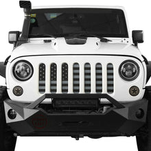 Hooke Road Front Grill Mesh Grille Insert US Flag Old Glory for 2007-2018 Jeep Wrangler JK & Wrangler Unlimited (Black Out)