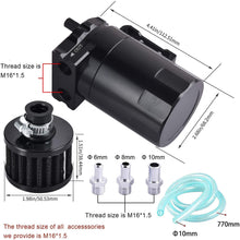 SPEEDWOW Oil Catch Can Air Breather Tank Filter Baffled Universal Black