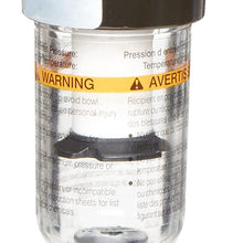Parker 14F01BB Compressed Air Filter, Removes Particulate, Polycarbonate Bowl, Manual Drain, 5 Micron, 22 scfm, 1/8" NPT