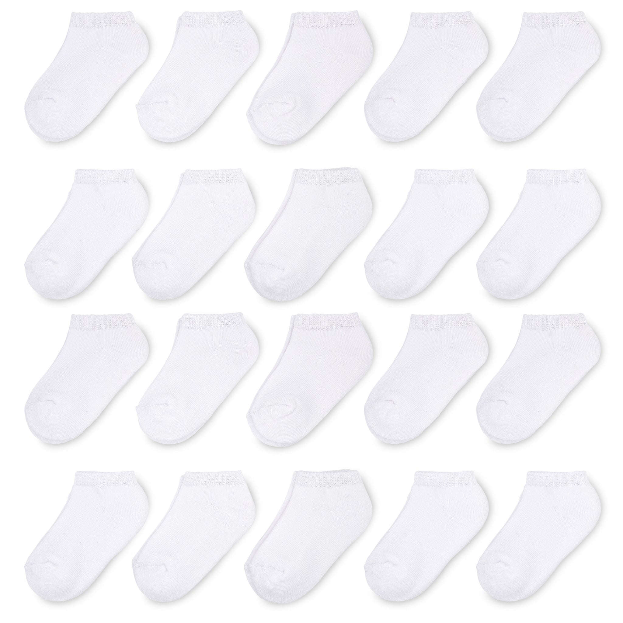 Wonder Nation Baby and Toddler Boys and Girls White Low Cut Socks, 20-Pack