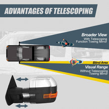 Chrome Left+Right Side Power Heated LED Turn Signal+Puddle Light Towing Mirrors Replacement for Ford F-150 Pickup 04-14