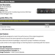 Front HVAC Control Module - with Manual AC Controls and Rear Window Defogger - Compatible with 1996-2000 Chevy Tahoe 5.7L V8
