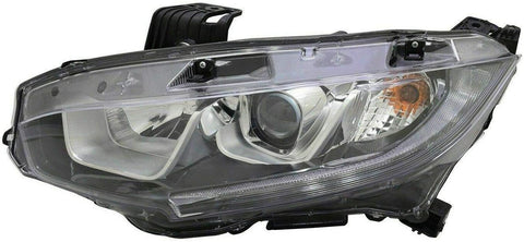 New Front Left Headlight Fits 2016-19 Honda Civic Driver Side Lens & Housing HO2502173 33150TBAA01