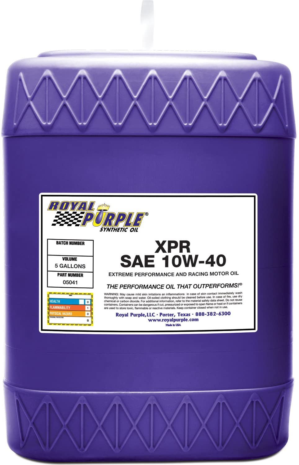 Royal Purple 05041 XPR 10W-40 Extreme Performance Synthetic Racing Motor Oil - 5 gal.