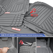 Motor Trend FlexTough Plus Black Rubber Car Floor Mats – All Weather Deep Dish Automotive Floor Mats, Heavy Duty Trim to Fit Design, Odorless Floor Mat Liners for Cars Truck Van SUV