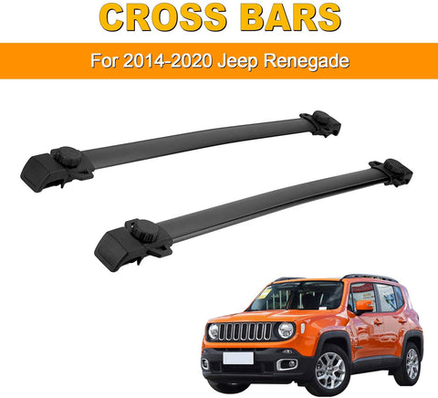 AUXMART Roof Rack Cross Bars Fit for 2014 2015 2016 2017 2018 2019 2020 Jeep Renegade, Black Rooftop Luggage Rack Rail Replacement,Aluminum Cargo Carrier Bars OE Style