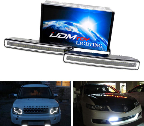 iJDMTOY 7-Inch Universal Fit Xenon White High Power 30-SMD LED Daytime Running Light Bar (DRL Lamps) w/Wiring Harness