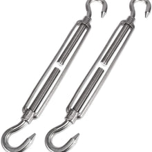 X AUTOHAUX 2pcs M12x1.75 Car 304 Stainless Steel Hook and Hook Turnbuckle Wire Rope Tension