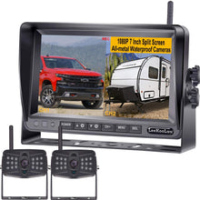 LeeKooLuu LK9 FHD 1080P DVR Digital Wireless 2 Backup Cameras for RV,Trailer,Truck,Motorhome,5th Wheel,7" IPS Split/Quard Screen High-Speed Observation/Backup System IP69K Waterproof IR Night Vision