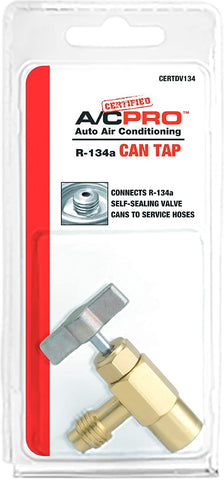 InterDynamics Certified AC Pro Car Air Conditioner R134A Refrigerant Can Tap, Use with A/C Manifold Gauge Set, Reusable, CERTDV134-6
