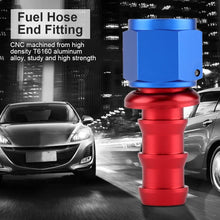 Qiilu AN6 Straight 45 90 180 Degree Push On Twist Lock Oil Gas Fuel Line Hose End Male Fitting Aluminum Alloy Blue and Red(0°)
