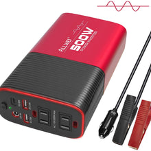 300W Car Power Inverter DC 12V to 110V AC Converter 4.8A Dual USB Charging Ports Car Charger Adapter (Red)