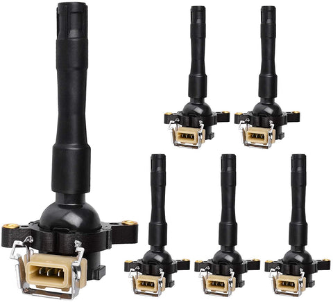 Ignition Coils 6-Pack Compatible with BMW 525i 528i 530i M3 X5 Z3 323i 323is 325Ci 352i 352Xi 325Xi 328i 328iS 330Ci 330i 330Xi 2.5L 2.8L 3.0L 3.2l L6