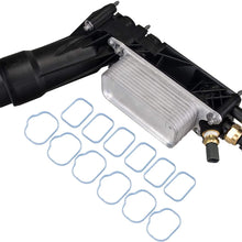 Engine Oil Cooler Filter Adapter w/Sensors & Intake Manifold Gasket Set 3.6L Compatible with 2011 2012 2013 Jeep Wrangler Grand Dodge Grand Caravan Chrysler 200 300 Town & Country Ram 1500 5184294AE