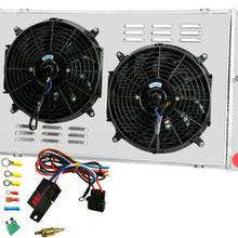 ALLOYWORKS 4 Row Core Aluminum Radiator+Shroud Fan+Relay For 1968-1990 Chevy C/K Series 10 20 30 Pickup/Chevelle El Camino/Buick/GMC