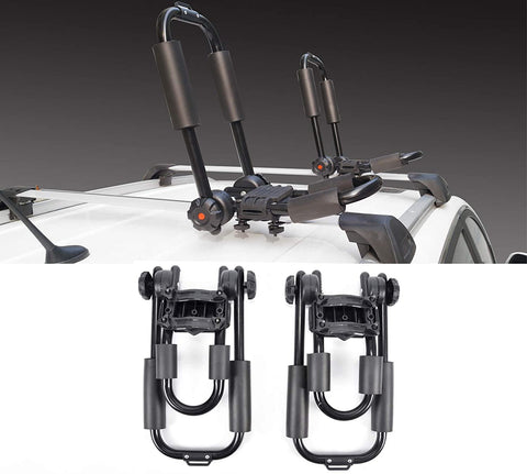 HANSCOSTAR 2pcs J-Bar Kayak/Canoe/Surf Ski/Boat/Snowboard Roof Rack Carrier Mounted on Car SUV and Truck Crossbar