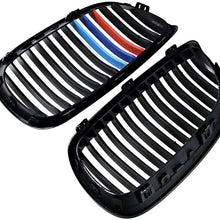 Compatible with 08-13 3 Series M3 E92 E93 07-10 Coupe E93 06-10 E92 2D 2pcs Glossy Black M Color Front Center Kidney Grill Grille