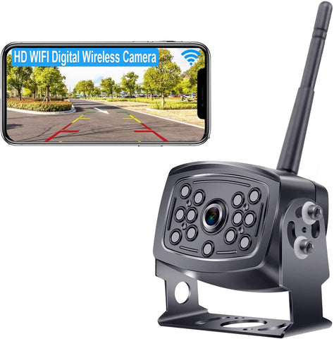 Rohent HD WiFi Digital Wireless Backup Camera for Trucks,Vans,Camper, Small RV Hitch Rear View Camera The Latest Technology IP69K Waterproof Wide Angle Compatible iPhone/iPad and Android Device-R13
