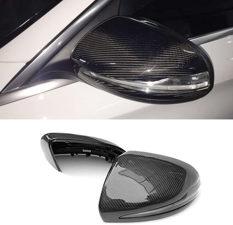 W205 Mirror Cover, Carbon Fiber Mirror Cover with LED Light For C Class W205 S Class W222 E Class W213 W238 GLC Class W253 C253