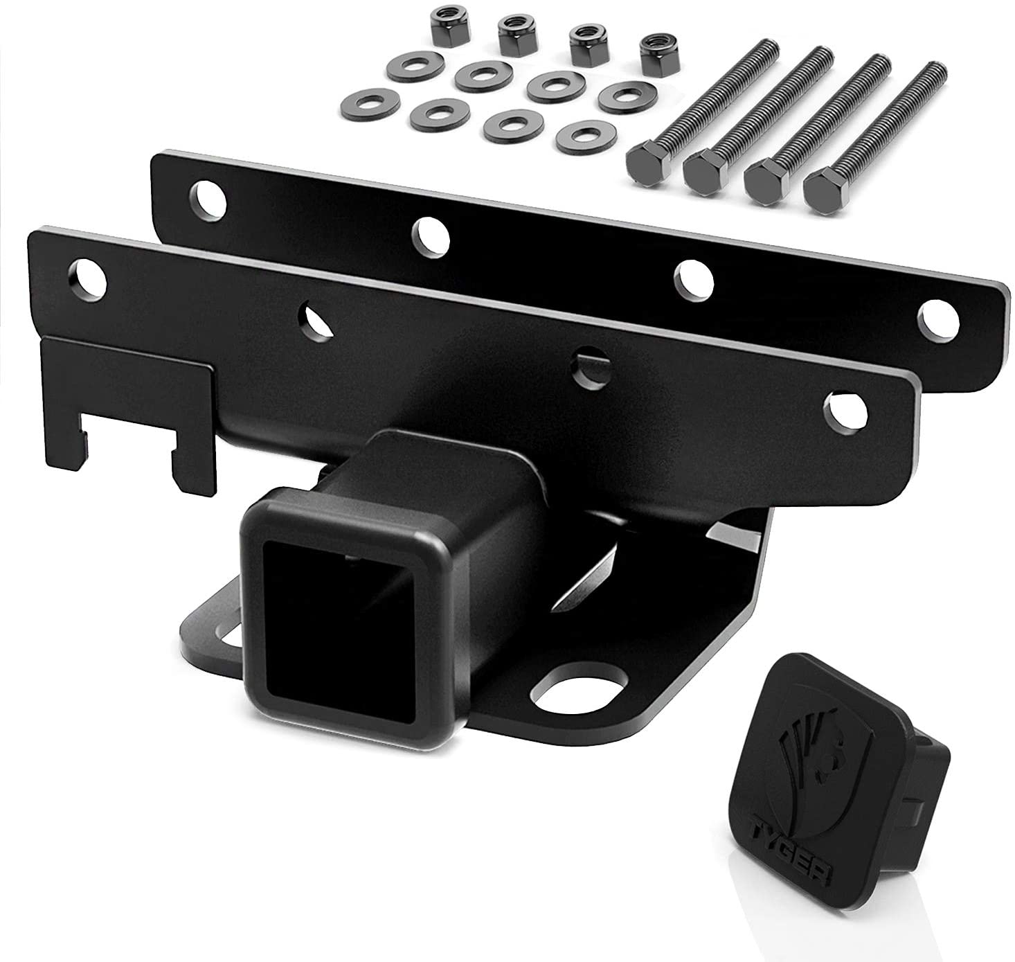 Tyger Auto TG-HC2J003B Hitch & Cover Kit Compatible with 2018-2021 Jeep Wrangler JL/JLU 2 Door & 4 Door (Excl 2018 JK Models) Factory Style 2 inch Rear Receiver Hitch Tow Towing Trailer Hitch